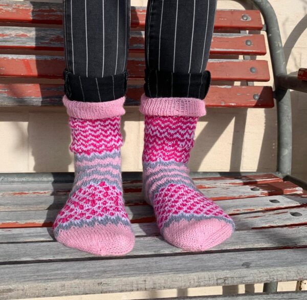 Socken pink-rosa-grau